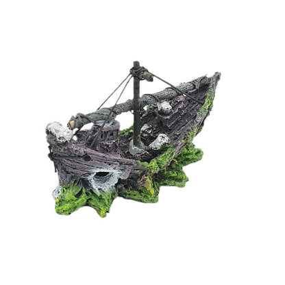 Sunken Fishing Boat Aquarium Ornament