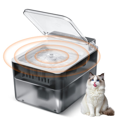 Cordless cat water fountain with a cat