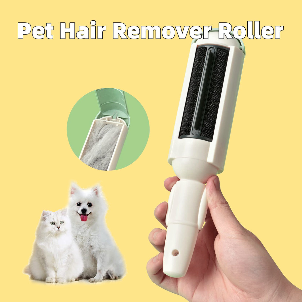Reusable pet hair remover roller