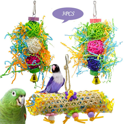 Rattan and bamboo bird chew toys, 3 pack