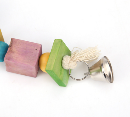 Parrot toy with bells and cotton rope