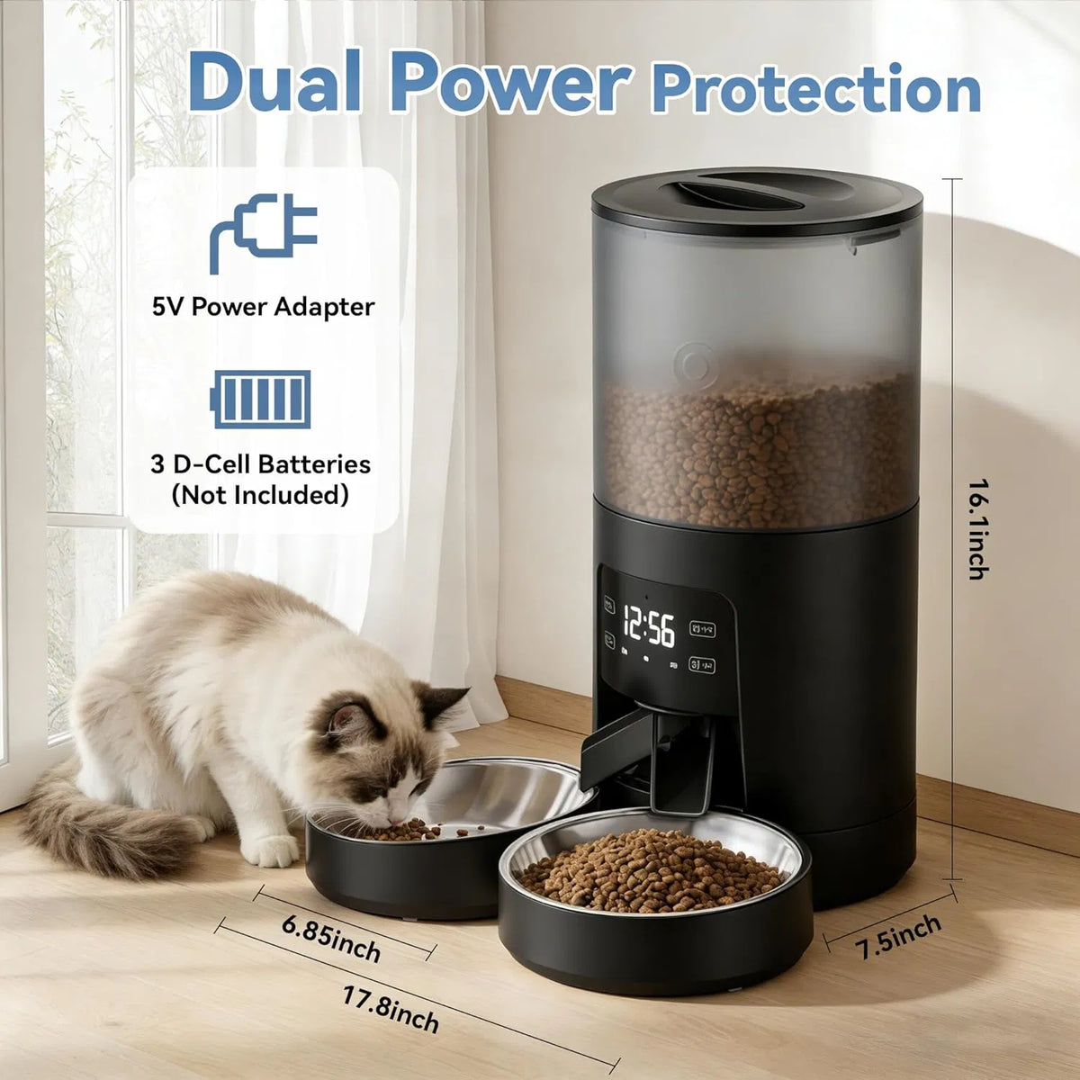 Dual power: adapter plus battery backup