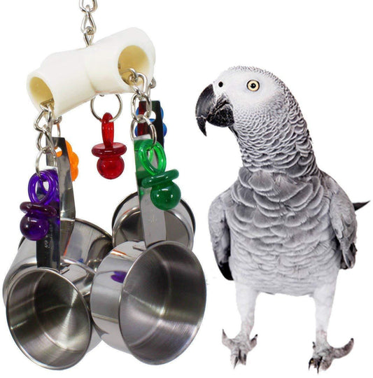 Stainless Steel Foraging Cup Toy for Parrots