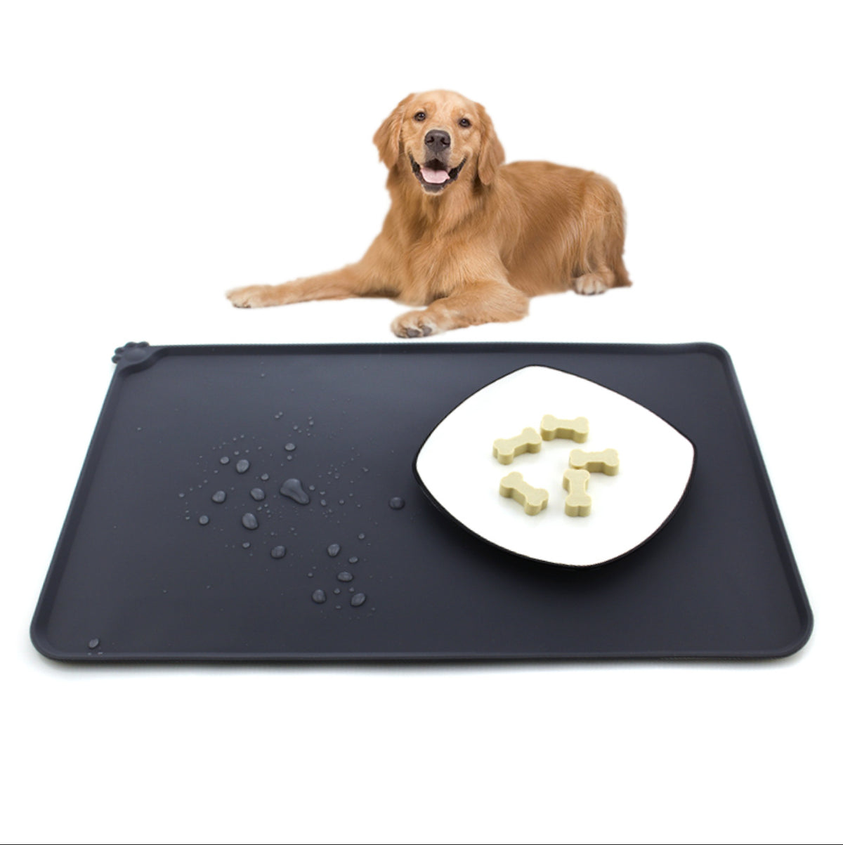 Silicone Pet Food Mat — Waterproof & Non-Slip – Black