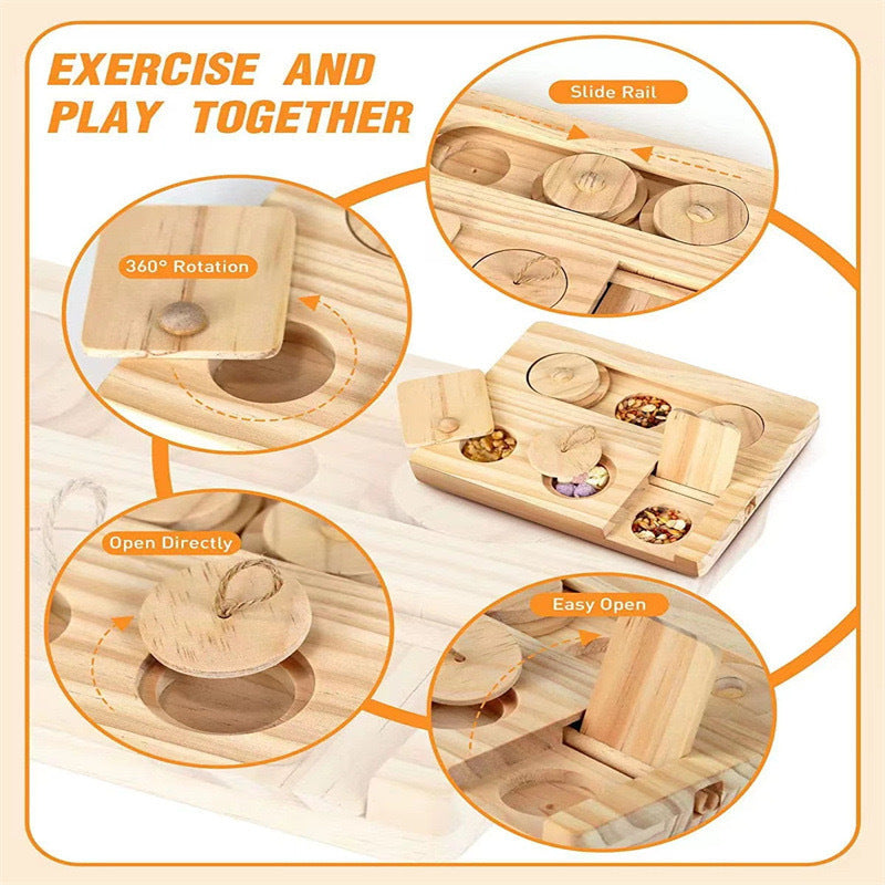 Wooden Treat-Hunt Foraging Board for Hamsters