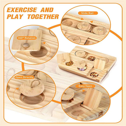 Wooden Treat-Hunt Foraging Board for Hamsters