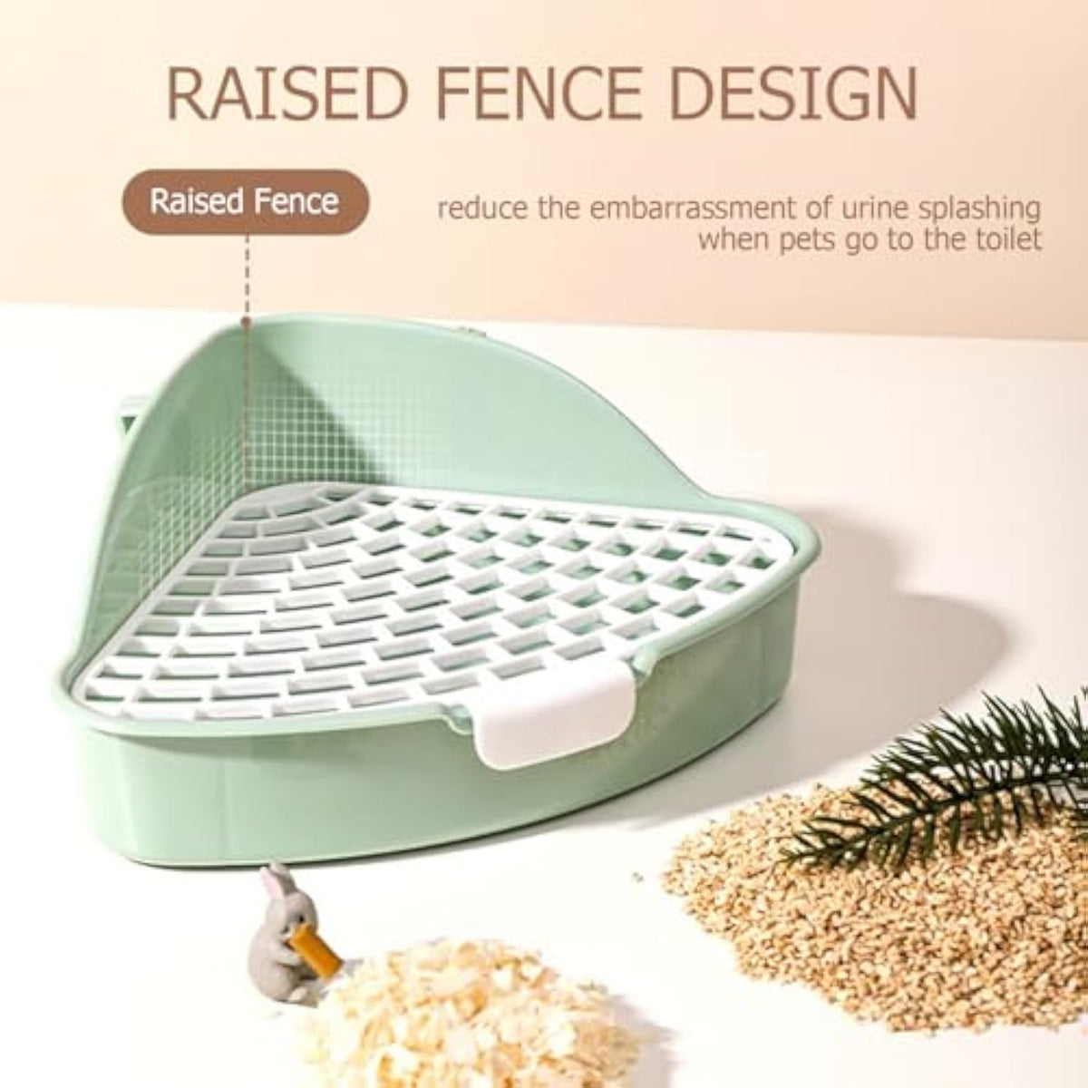 Corner Litter Box with Grid for Rabbits & Guinea Pigs