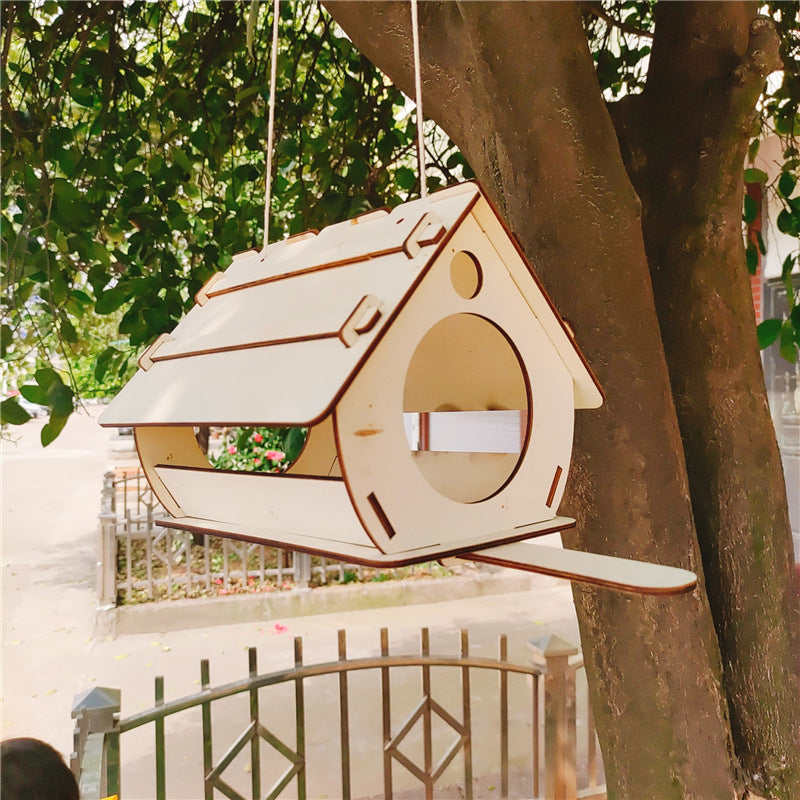 DIY Wooden Hanging Bird Feeder