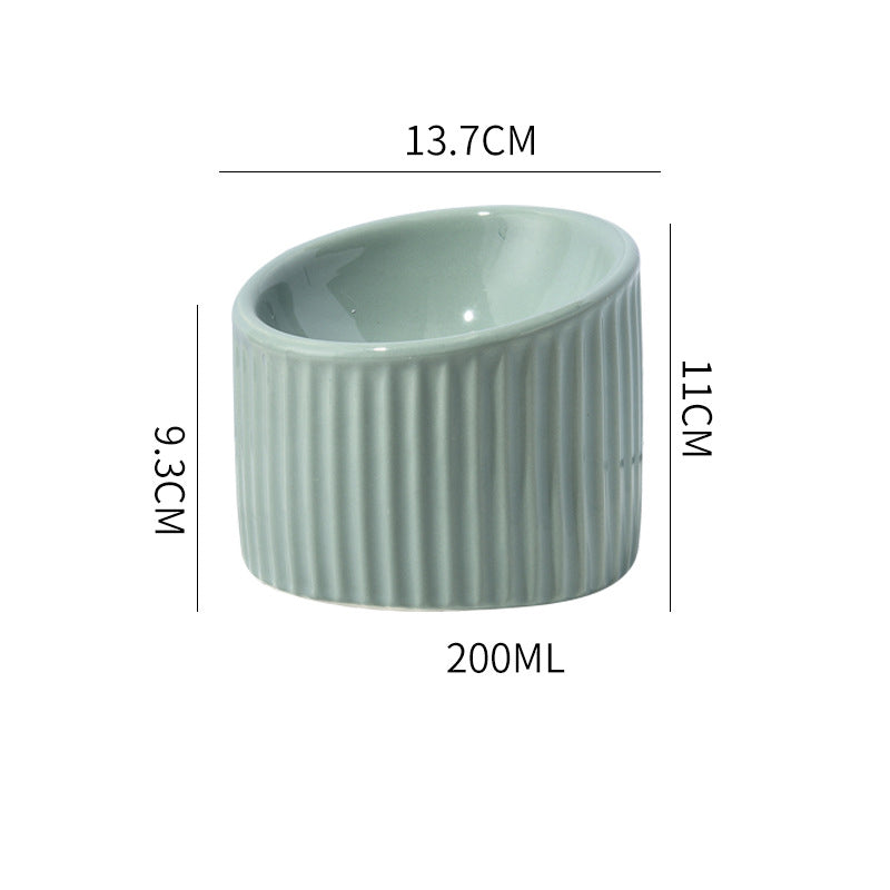 Elevated Tilted Ceramic Cat Bowl