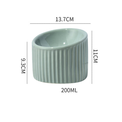 Elevated Tilted Ceramic Cat Bowl