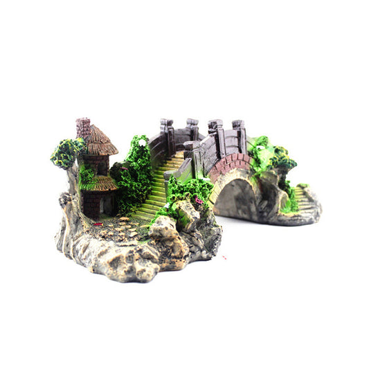Resin arch bridge aquarium ornament