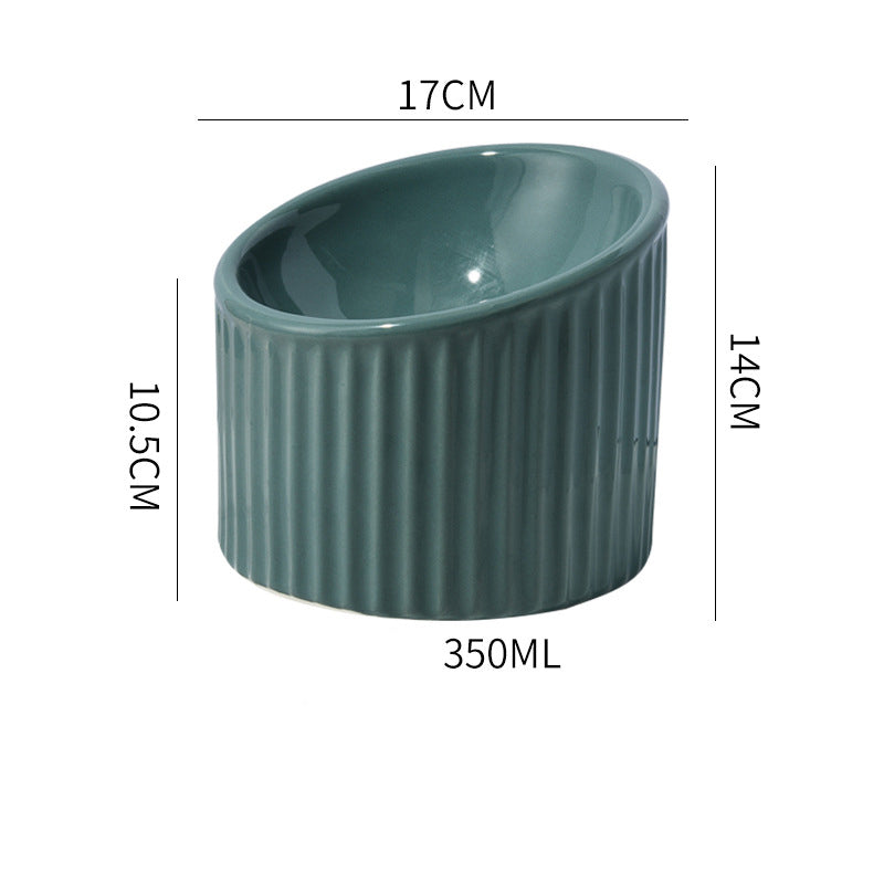 Elevated Tilted Ceramic Cat Bowl