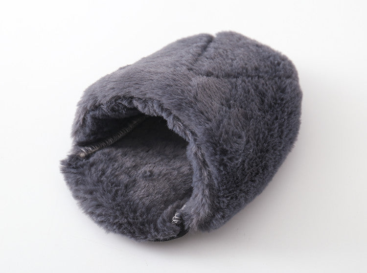 Plush slipper bed, dark grey