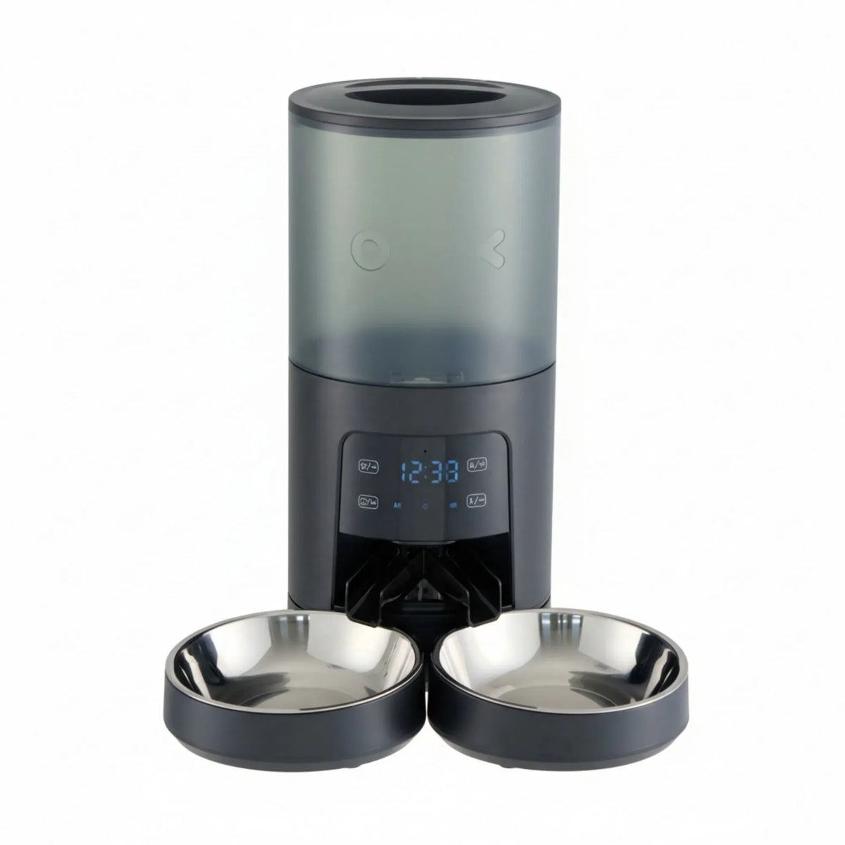 Automatic feeder with two stainless bowls
